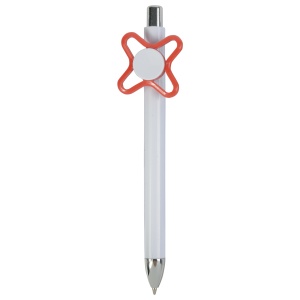 ON™ White plastic snap pen with coloured spinner. Centre of the spinner to be customised