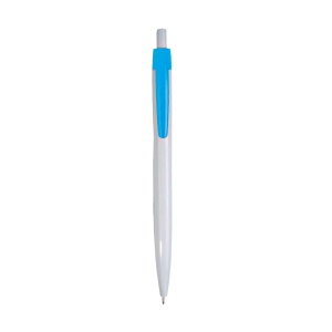 ON™ Plastic snap pen with white barrel and coloured clip