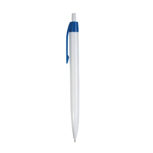 ON™ Plastic snap pen with white barrel and coloured clip