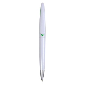 ON™ Plastic snap pen with white barrel and curved clip with coloured inside, jumbo refill