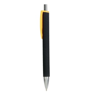 ON™ Plastic snap pen with tyre-effect rubberised black barrel and wide coloured clip