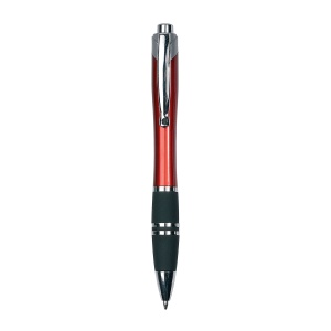 ON™ Plastic snap pen with coloured barrel, rubberised grip and metal clip. Jumbo refill
