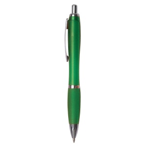 ON™ Plastic snap pen with coloured barrel, matching rubberised grip and metal clip