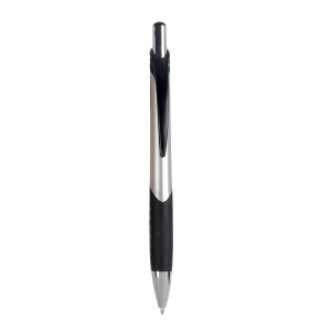 ON™ Plastic snap pen with metallic barrel and rubberised black grip to match the clip