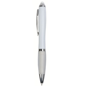 ON™ Plastic twist pen with white barrel, rubberised coloured grip
