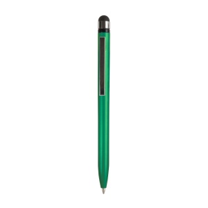 ON™ Plastic twist pen with metallic coloured barrel and touchscreen rubber tip