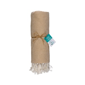 ON™ Recycled cotton fringed beach towel, size 90x170 cm
