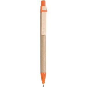 ON™ Recycled paper snap pen, coloured PP and wheat straw details, wooden clip