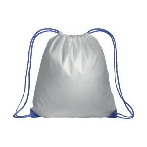 ON™ White 210T polyester backpack with drawstring closure, reinforced corners
