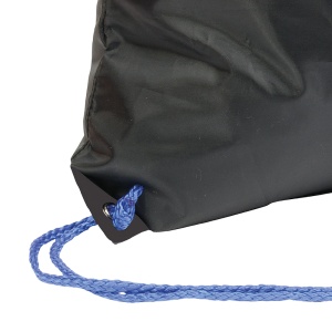 ON™ Black 210T polyester backpack with drawstring closure, reinforced black corners