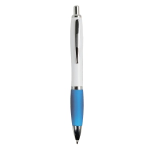 ON ABS plastic snap pen with white barrel, Italian flag-coloured grip and metal clip - Img 4
