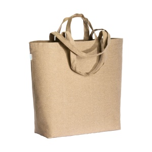 ON Geantă shopper din bumbac reciclat de 280 g/m2, cu clin la bază, mânere duble și buzunar interior