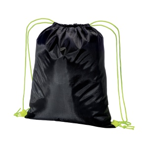 ON Rucsac din poliester 210T negru cu închidere tip șnur și șnururi colorate