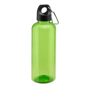 ON Sticlă transparentă din PET reciclat 580 ml. Capac de plastic cu carabină.