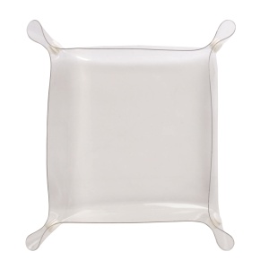 ON Tavă transparentă din PVC pentru obiecte de jucărie cu nasturi albi din plastic (23 x 23 cm)