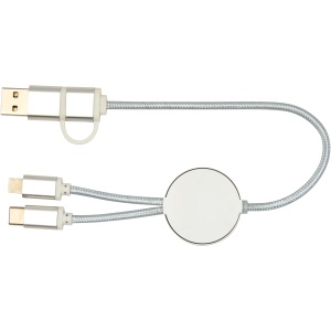 PF™ Alasia 5-in-1 recycled aluminium and plastic 30 cm data sync and 27W fast charge cable