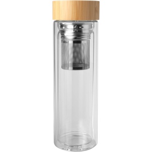 PF™ Bailey 400 ml borsilicate glass infuser bottle with bamboo lid