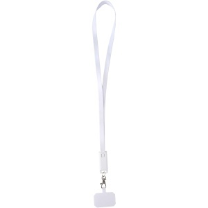 PF Franz recycled plastic smartphone lanyard with built-in data sync and 65W fast charge 5-in-1 cable
