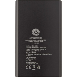 PF Baterie externă Pep 4000 mAh tip C din aluminiu reciclat