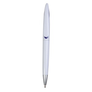 Plastic snap pen with white barrel and curved clip with coloured inside, jumbo refill - Img 8