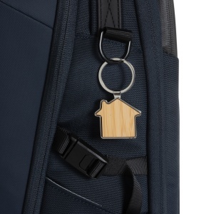 RCS recycled zinc alloy house keychain with bamboo - Img 4
