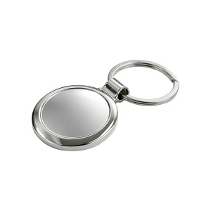 Round metal key ring in a black box, customisable also with resin logo