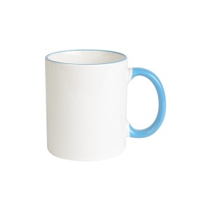 White grade A ceramic mug with coloured handle and edge, For dishwashers - Img 4