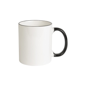White grade A ceramic mug with coloured handle and edge, For dishwashers - Img 1