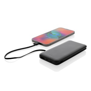 XD Acumulator extern plat de 10.000 mAh din plastic reciclat Lockhart RCS 10.000 cu cabluri integrate - Img 3