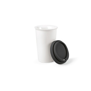 AO Tagus Travel Cup Ceramic 330ml. Double wall with coloured lid