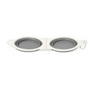 AX™ Double bowl for dog with wheat straw elements, foldable, carabiner clip - Img 1