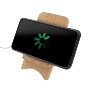 AX Încărcător wireless pliabil din bambus 10W B'RIGHT, suport pentru telefon | Barbra