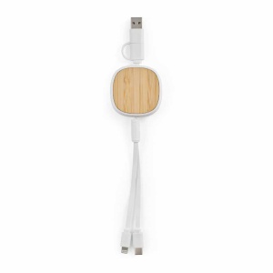Bohr Cablu 3 în 1 din ABS și bambus. Retractabil 1 m. 10 W. - Img 4