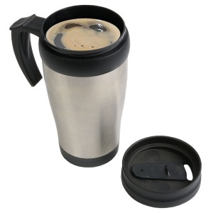 Cană termică din oțel inoxidabil (400 ml) cu perete interior, capac și mâner din plastic - Img 2