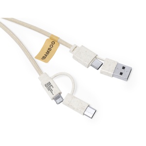 Denny - Charging Cable Wheat Straw/ Bamboo/ Cotton Micro USB, Type C and Lightning Connection 5V DC 2.4A - Img 2