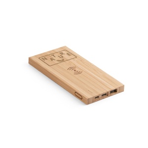 HI FITCH. Power bank 5.000 mAh with 5W wireless charger in bamboo - Img 4