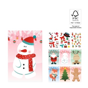 HI GLIMN. Set of six sheets with Christmas figures and 3 sheets of stickers