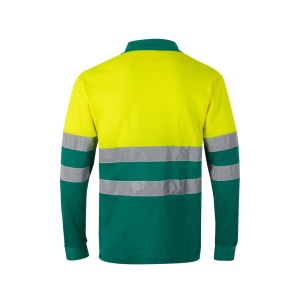 HI VL PLUTO LARGE. Two-tone piqué polo shirt (150g/m²) with long sleeves, in cotton (55%) and polyester (45%) - Img 10