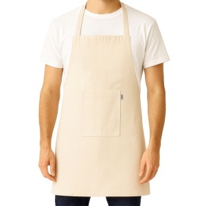 Long kitchen apron in recycled cotton (180 g/m2). Front pocket - Img 2