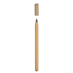 Long -lasting HB bamboo pencil with  cylindrical section, paper cap - Img 2