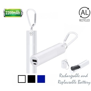 MAK Decan - Power Bank Recycled Aluminium Replaceable Battery 2200 mAh. USB Output. Type C Output and Input