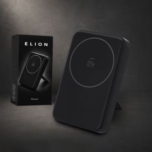 MAK Elion - Baterie externă multifuncțională, wireless, ABS/PU, 15W. Magnetică. 10000 mAh. Intrare și ieșire tip C. Suport card, 1 compartiment.