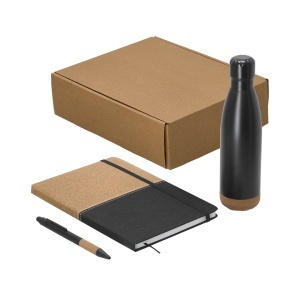 MAK Gravan - Set Insulated Bottle Recycled Stainless Steel/ Cork, 500 ml. Notepad Polyester 300D RPET/ Cork, Hard Cover, 80 Sheets. Pen Recycled Aluminium/ Cork - Img 5