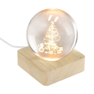 MAK Kyper - Decorațiune de Crăciun din sticlă/lemn cu 6 LED-uri. Conexiune USB.