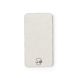 MAK Mayer - Power Bank Coffee Fibre/ ABS/ Recycled Cotton 5000 mAh. 2 USB and 1 Type C Outputs. Micro USB and Type C Input