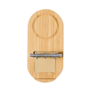 MAK Sainford - Multifunction Charger Bamboo/ Metal Wireless 15W. 50 Sticky Notes 4,5 x 4,5 cm. USB Output. Type C Output and Input