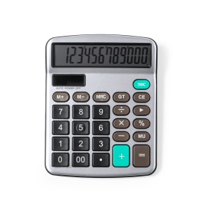 MAK Tueris - Calculator Aluminium Solar. 12 Digits. Button Battery Included