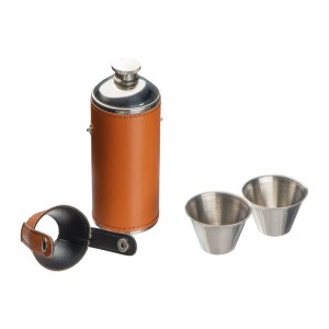 MC Stainless steel hip flask with 2 pins, 230 ml