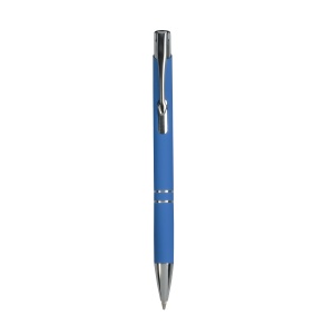 ON™ Aluminium snap pen with rubberised grip with 2 chrome trim rings