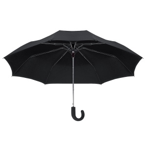 ON™ Automatic compact umbrella with curved rubberised handle and matching pouch